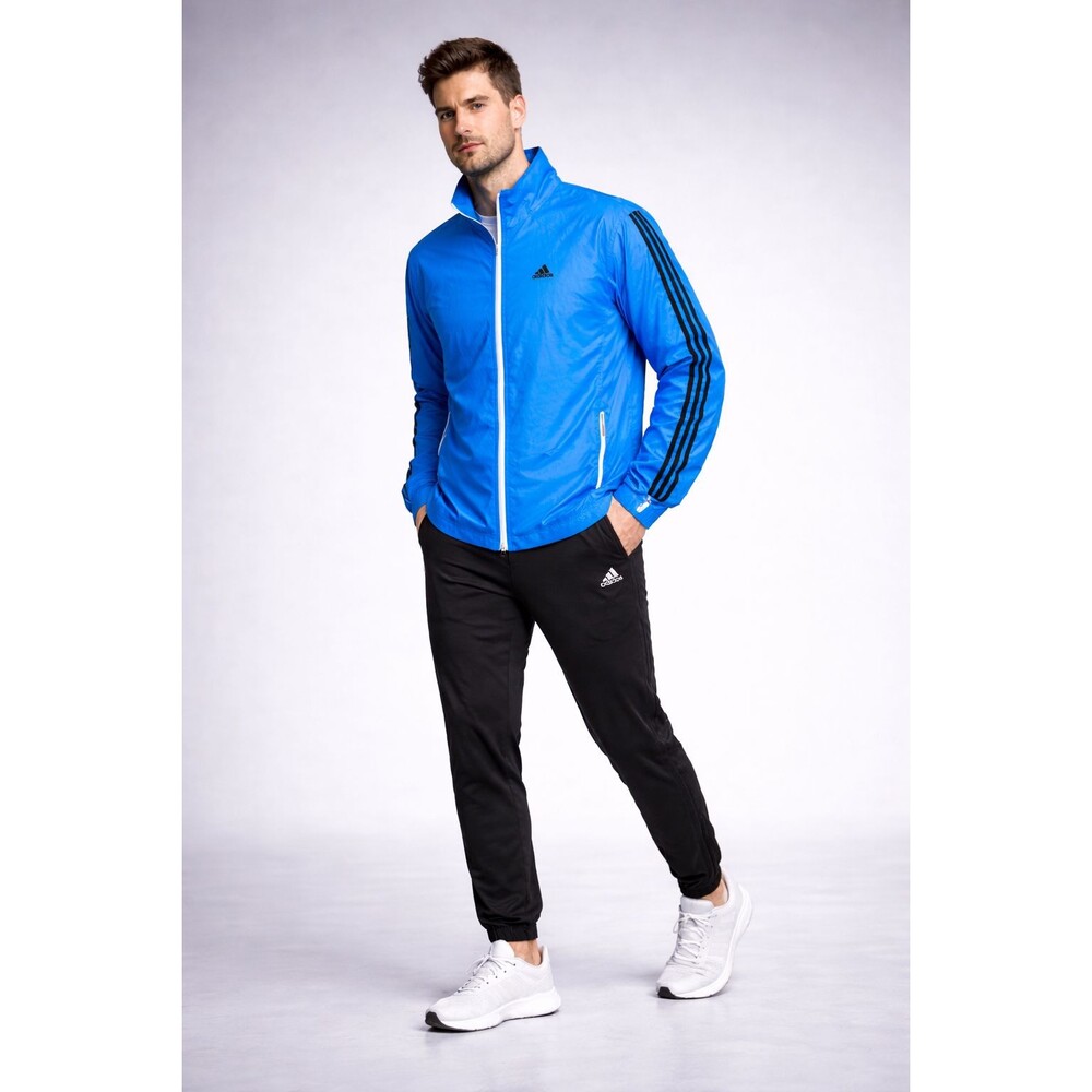 Adidas Blue Full Zip Windbreaker Jacket Menβs Large Athletic - Picture 2 of 5